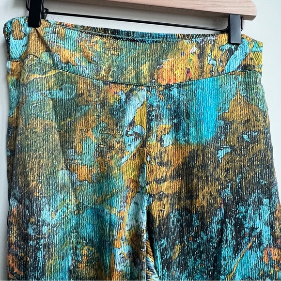Soft Surroundings Pants Wide Leg Palazzo Cassatt Gilded Blue Multicolor tropical - Picture 8 of 15
